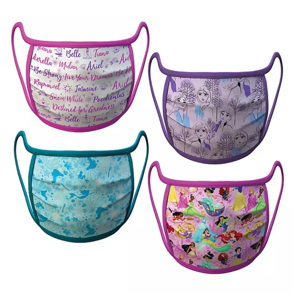 Kids Disney Princess and Frozen 4 Pack Face Masks